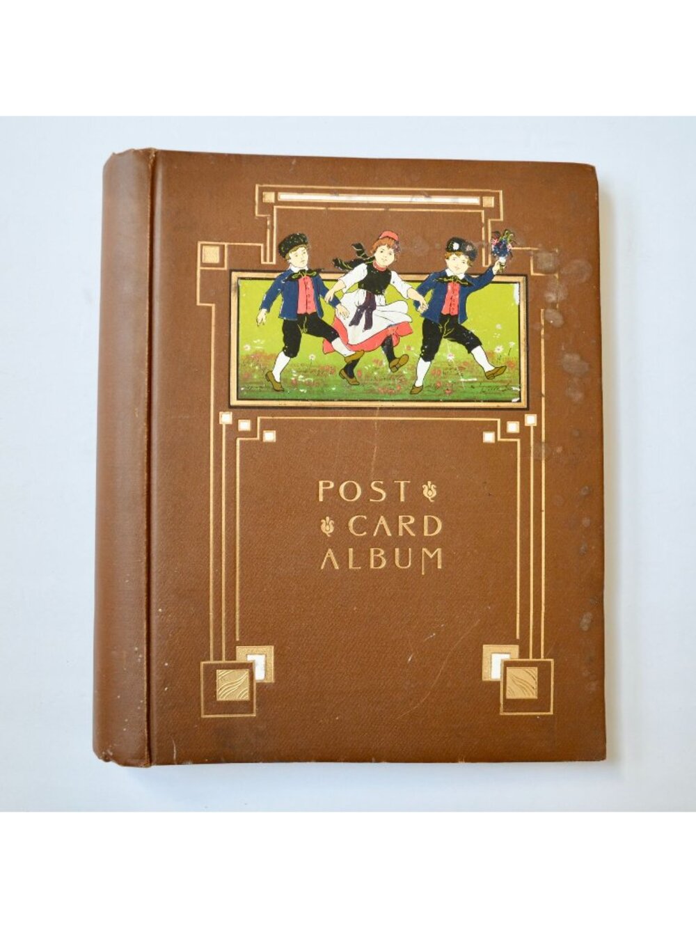 Vintage EMPTY Post Card Album Brown 12 x 10.5"
